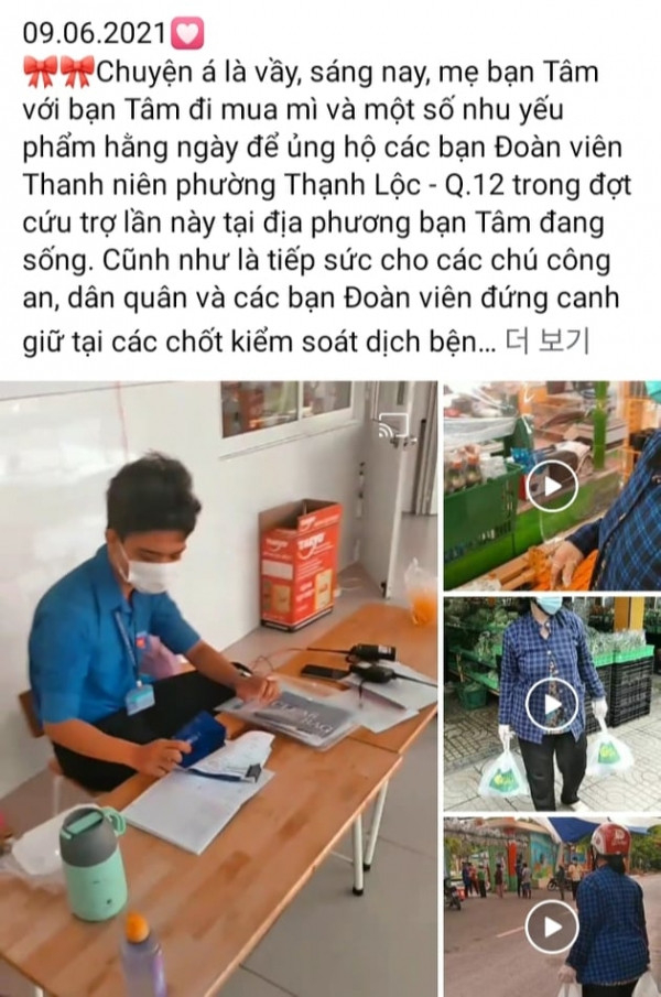 Hai má con lan tỏa yêu thương trong khu phong tỏa
