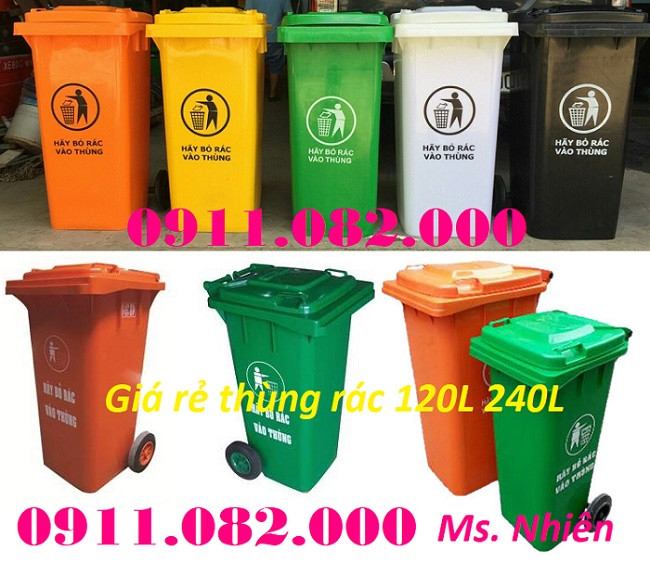 Thùng rác 240 lít giá rẻ tại kiên giang- thùng rác nhựa 2 bánh xe- lh 0911082000