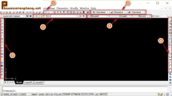 Cách hiển thị thanh công cụ trong Cad để tối ưu tác vụ thiết kế.