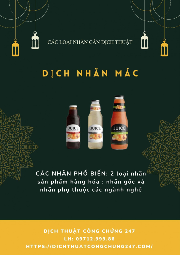 Dịch thuật công chứng Nhãn sản phẩm