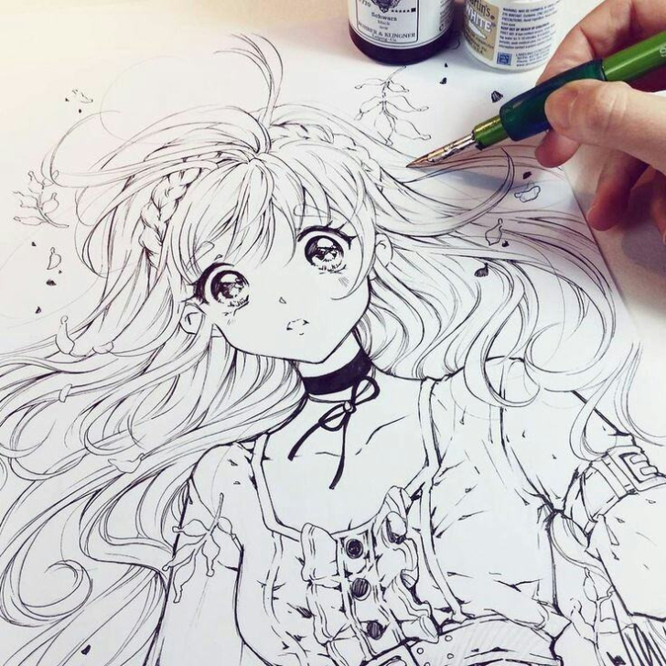 Tranh Vẽ Anime Đẹp Cute Dễ Thương XƯƠNG XƯƠNG NHẮM