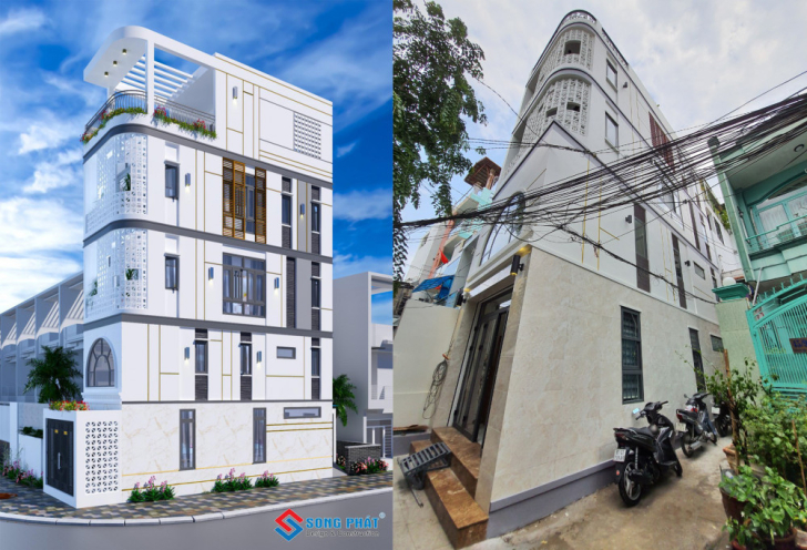 Nhà 1 trệt lửng 2 lầu sân thượng 3,5x10m xây thô và hoàn thiện 1 tỷ 3 nội thất 300 triệu