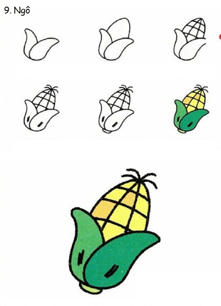 Dạy bé vẽ hình đơn giản - Các loại rau củ quả - hình ảnh 19