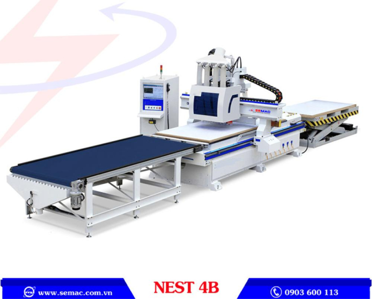 MÁY PHAY CNC NESTING 4 ĐẦU CÓ BÀN NÂNG HẠ PHÔI – NEST 4B